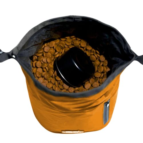Callieco Dog Food Travel Bag w/ 1 Cup Scoop and Zipper Side Pocket | Waterproof Kibble Storage Container for Home, Road Trips, Camping, Boarding and More (Orange, 64 Cups) by Callieco - Used condition - Image 4