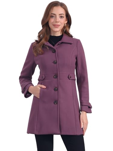 Image of Allegra K Women's Winter Classic Overcoat with Pockets Single Breasted Coat