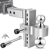 Poolergetic Adjustable Trailer Hitch, Fits 2.5-inch Receiver, 6-inch Drop/Rise Drop Trailer Hitch, 2