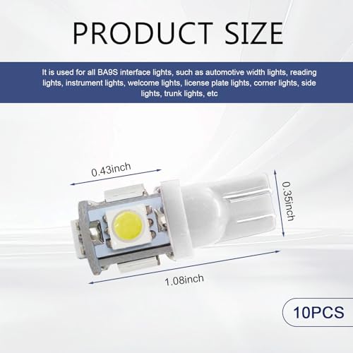 10 Bombillas LED T10 para Auto, 5SMD 5050, 12V, Blanco miniatura 2
