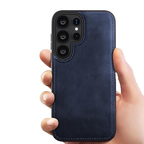 Image of Leather Case for Samsung Galaxy S25 Ultra Premium Protective Stylish Slim Cover with Shockproof Raised Edges Blue