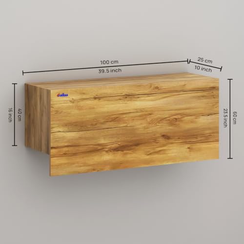 Image of Anikaa EduDesk Wall Mounted Foldable Study Table with Storage Shelves, Floating Wall Desk for Home Office, Laptop & Computer Desk, Engineered Wood, Space-Saving Fold-Down Workstation (DIY Assemble).