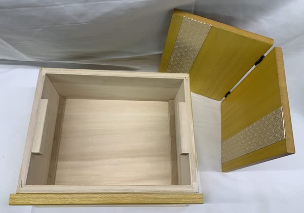 屏風付き収納飾台 6号桐短冊(黄）収納 高級 Amazon | 人形用 屏風付き収納飾台 6号桐短冊(黄） | ひな道具