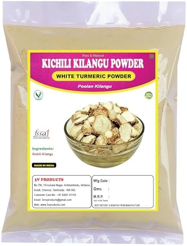 3V PRODUCTS Kichili Kilangu Powder 50g | White Turmeric | Poolan kilangu
