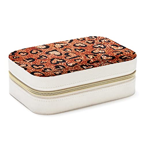 Boîte à bijoux cœur léopard pour vos voyages et week-ends