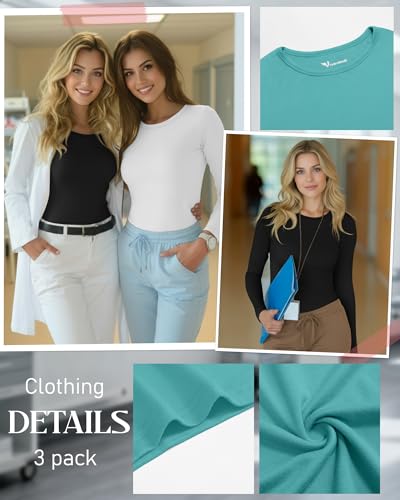 Image of 3 Pack Womens Long Sleeve Underscrub Shirts