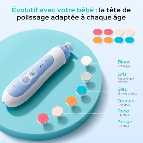Lime à ongles électrique bébé set manucure complet 6 têtes 5 modes pour soin sécurisé - 5