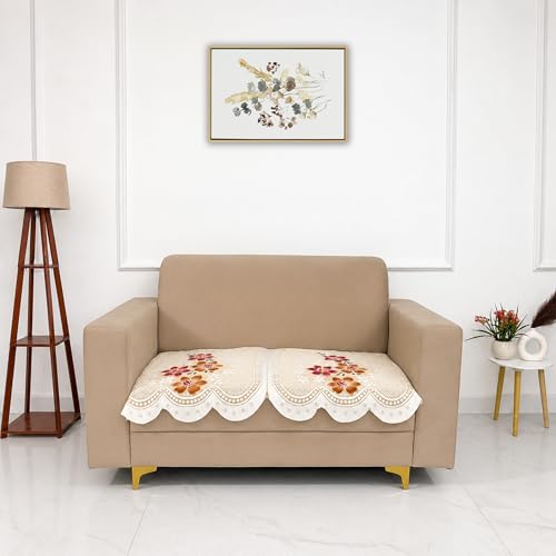 Image of Homerz Premium 'Surya Series' Sofa Cover | Stylish Sofa Protector | Net Fabric | Anti-Stain & Washable Slip Cover Exact Size Antislip (Exclusive Yellow, 2 Seater, Only Seat Cover)