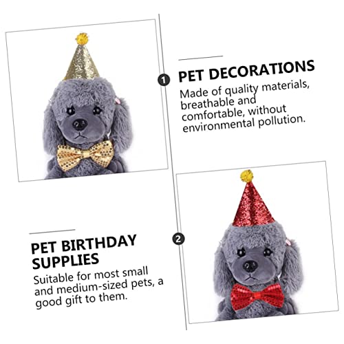 ABOOFAN Chapéu Para Animais De Estimação Gravata Borboleta Coleiras Para Cachorrinhos Conjunto De Jo