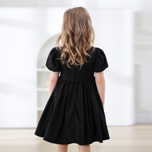 Tutu.kk Toddler Girls Casual Dress Puff Sleeve A-Line Swing Flared Party Birthday Formal Dresses 2-8 Years3