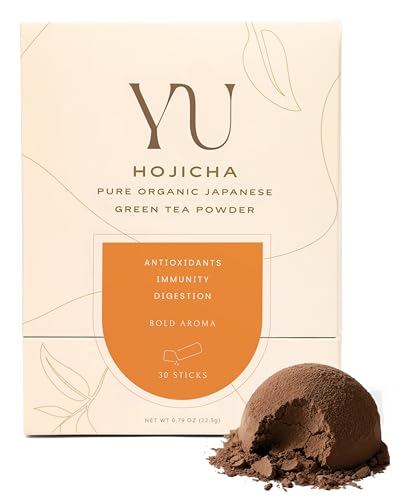 Yu Tea Organic Hojicha Green Tea Powder, 30 Instant Packets | Rich in Antioxidants & EGCG | Pure...