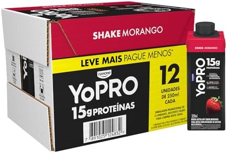 YoPRO Bebida Láctea UHT Morango 15g de proteínas 250ml - 12 unida...