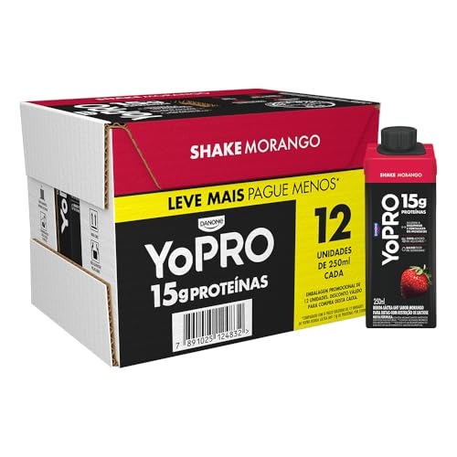 YoPRO Bebida Láctea UHT Morango 15g de proteínas 250ml - 12 unidades