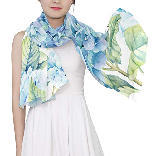 ALAZA Fashion Scarves Women Hydrangea Blue Flowers Shawl Wrap Oblong Chiffon Scarf for Outdoor3