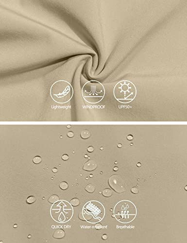 Mapamyumco Men's Lightweight Windbreaker, Windproof Hooded Golf Jacket, Water-Resistant Stretch Travertine L #TOP5