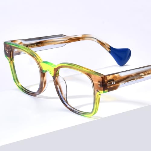 Image of HEPIDEM Multicolor Acetate Glasses Frame Women Oversize Vintage Round Eyeglasses Optical Spectacles 9271
