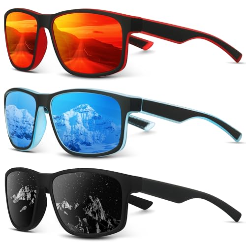 Square Polarized Sunglasses for Men and Women, Mens Sunglasses UV Protection with Lightweight Frame Sun Glasses