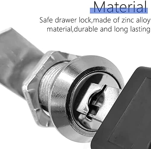 2 Pcs Cam Locks,Drawer Cabinet Locking,Security Cabinet Lock for Door,20mm Length Zinc Alloy Cupboard Locker Letter Box Locks Silver(The Key of Each Lock is Different)