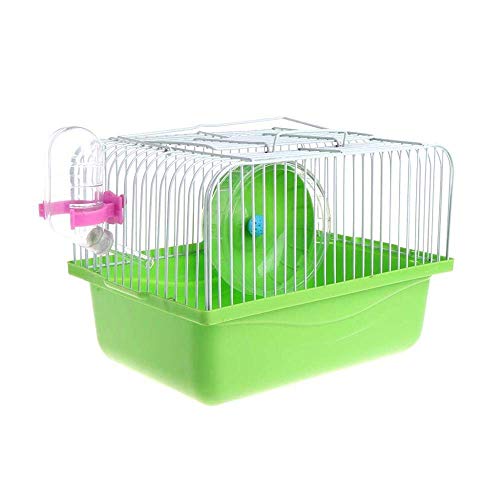 Small Pet Hamster Cage with Running Wheel Water Bottle Food Basin Portable Carrier House Mice Home Habitat for Going Out, Traveling (Green) - Image 3