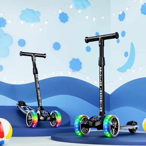 Image of 3 Wheel Kick Scooter for Kids of Age 3-8 Years, All PU 3 Wheel 3 Level Height Adjustment, Light Weight 50kgs Weight Capacity for Kids (Black LED Light)