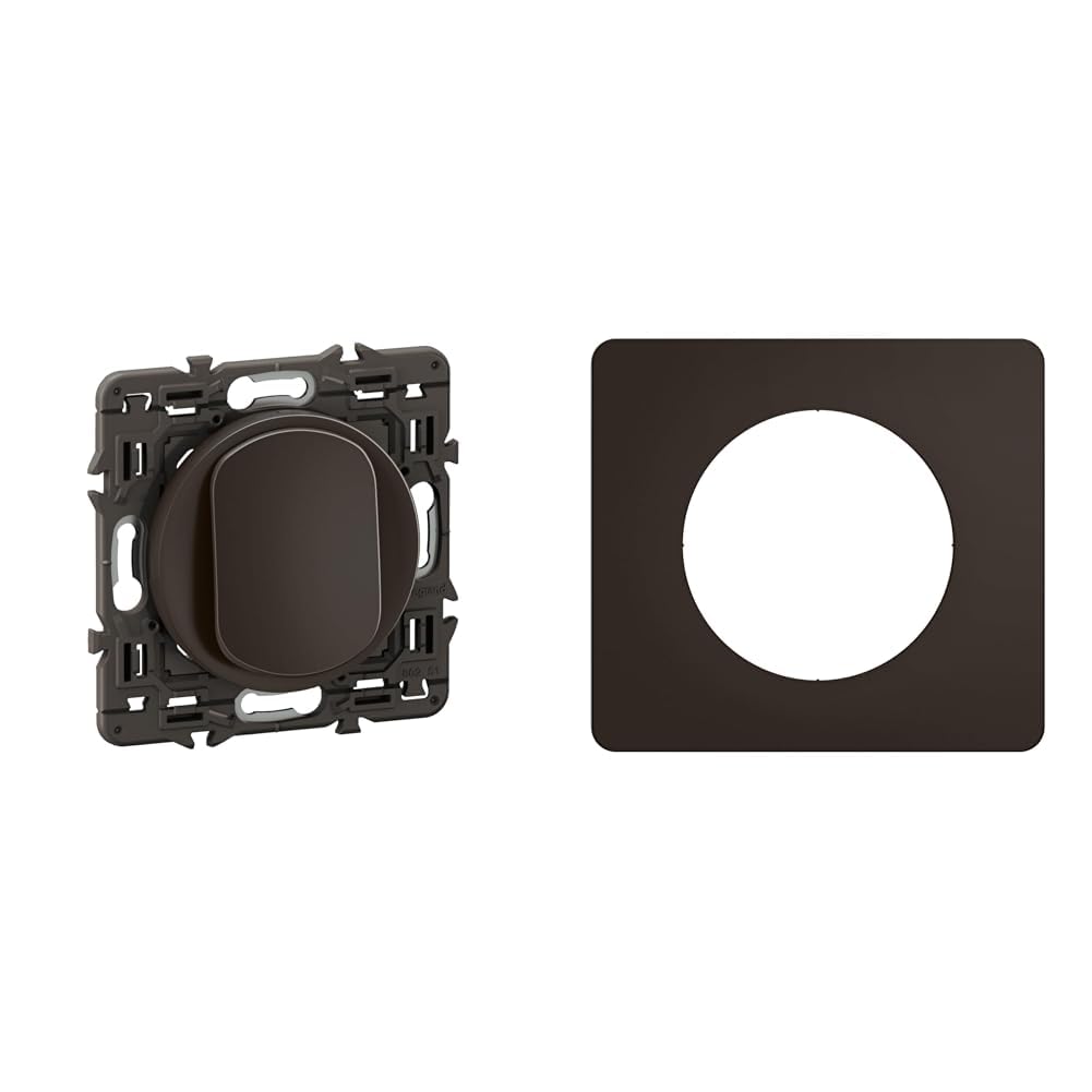 Poussoir Legrand Céliane noir mat avec support plaque 1 poste interrupteur encastrable
