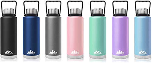 Hydrapeak Water Bottle, Double Wall Stainless-Steel Vacuum Insulated Thermos Canteen, Wide Mouth Flask BPA-Free Leak-Proof Growler with Handle Lid (Storm, 67oz)