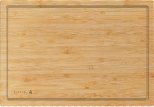 Tabla de Cortar para Cocina - Madera de Bambu Resistente de 39X27X3 cm - Antideslizante con Ranura para Líquidos - Corte Preciso y Encimera Limpia - A Medida para Cortar, Picar y Servir