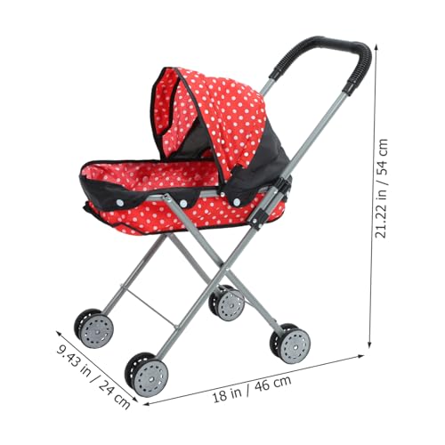 Alasum Realistischer Puppenwagen mit Sicherem Weichem Griff und Stabiler Rahmen Puppenwagen für Mädchen Fördert Hand Auge Koordination und Sensorisches Spielspaß Teilig Rot Schwarz – Bild 3