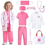 LIMIROLER Doctor Costume for Girls Kids Doctors Play Set Toddler Doctor Dress up Clothes for Halloween, Career Day Role Play Gift Set for Girls 3-6 Years Old