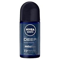 NIVEA MEN Deep Darkwood Anti-Perspirant Roll-On Deodorant 50ml | Enriched With Active Charcoal to Fight Odour | 72-Hour Anti-Perspirant Protection | Woody, Masculine Fragrance