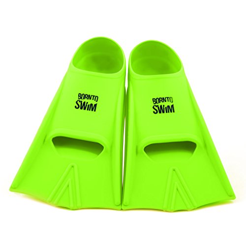 Foto von BornToSwim Erwachsene Schwimmflossen Kurze Trainingsflossen Aus Silikon, Grün, 36-38