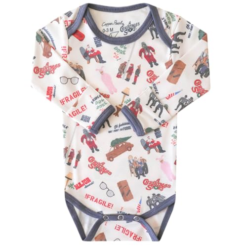 Image of Copper Pearl Long Sleeve Bodysuit Baby: Ultra Soft Baby for Newborns, Boys, and Girls - Stylish, Comfortable, Overlap Shoulders, Premium Knit Fabric - 6-12 Months, A Christmas Story
