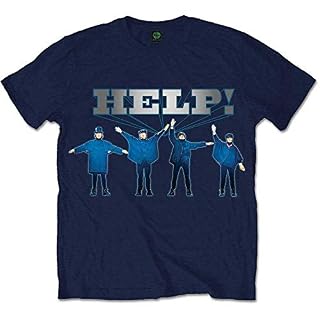 HAODI Beatles Men’s Logo & Apple Vintage T-Shirt Navy - Les Beatles, Paul McCartney, John Lennon, RIngo Starr, George Harrison