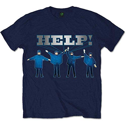 HAODI Beatles Men’s Logo & Apple Vintage T-Shirt Navy - Les Beatles, Paul McCartney, John Lennon, RIngo Starr, George Harrison HAODI Beatles Men's Logo & Apple Vintage T-Shirt Navy
