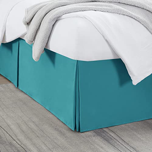 Nestl Teal Bed Skirt King Size - King Bed Skirt 14 Inch Drop - Brushed Microfiber Bed Skirts - Hotel Quality Pleated Bed Skirt - Shrinkage & Fade Resistant