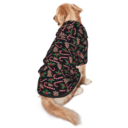 Christmas Tree Black Print Dog Hoodie with Pockets Christmas Dog Costume Clothes Sweaters Outfits Pullover Pet Winter Hoodie X-Large