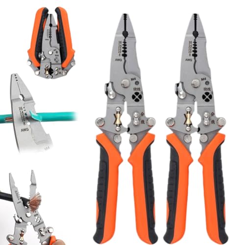 12-in-1 Multifunktionale Abisolierzange, Kabelschneider, verbessertes faltbares, professionelles Abisolierwerkzeug, Elektriker-Zange und Kabelabisolierung zum Schneiden, Abisolieren, Crimpen, Scheren