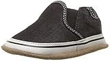 Robeez Kids' Liam Crosshatch Crib Shoe, Canvas Liam Basic-Black, 6-12 Months M US Infant