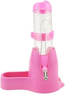 dontdo Botella de agua automática 3 en 1 pequeña para hámster para mascotas pequeñas y comedero para ardillas, cuenco con base de cabaña, 125 ml, color rosa