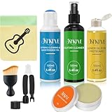 Guitar Cleaning Kit – 8Pack Complete Care Set with Flip-Top Squeeze Bottle & Sponge Applicator | Guitar Cleaner, Lemon Oil(Fretboard Oil), Polish Wax, String Cleaner, Winder, Brush & Microfiber Cloth