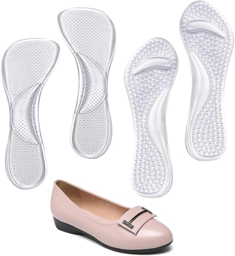 2 Pairs of Gel Cushioning Insoles for Women Enhanced Arch Support & Shock Absorption for All-Day Comfort Fits Flats Heels and Boots