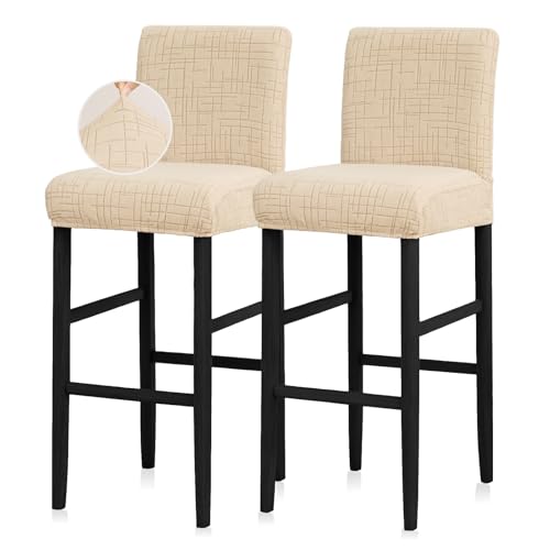 Image of JIUZHEN Camel Stretch Velvet Bar Stool Counter Covers Set of 2