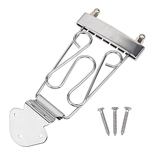 1Pcs Yootones 6 String Trapeze Tailpiece Guitar Bridge With Screws Compatible With Jazz Archtop Electric Guitars (Silver) #TOP27