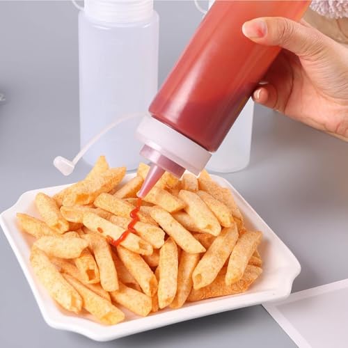Dolaso Butelka do wyciskania, 6 sztuk, 250 ml, plastikowa butelka do wyciskania z nakrętkami, bez BPA, do malowania, pieczenia, keczupu, ostrego sosu, oliwy z oliwek, butelka na sos