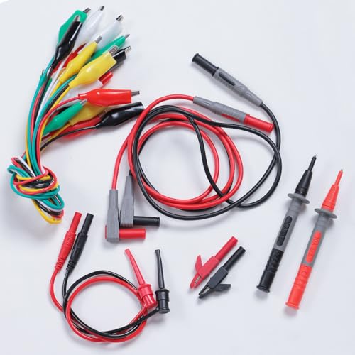 Image of TKDMR 18Pcs Soft Silicone Electrician Test Leads Kit CAT III 1000V & CAT IV 600V with Alligator Clips and Needle Probe,5 Colors Jumper Wires