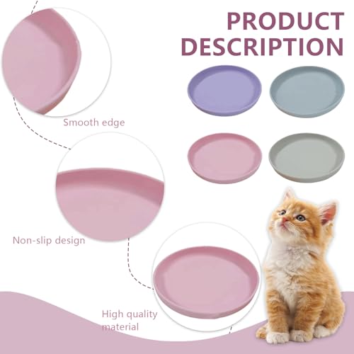 KATLKIU Katzennapf flach, 2er Set Silikon Futternapf Katze mit 2 Katzenfutter Löffel Schieben, rutschfest & leicht zu reinigen Fressnapf Katze, Silikon Katzennapf flach