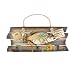 12-inch Wood Decorative Trout Fish Welcome Sign Hanging Plaque with 3 Hooks,for Garden and Wall Decor