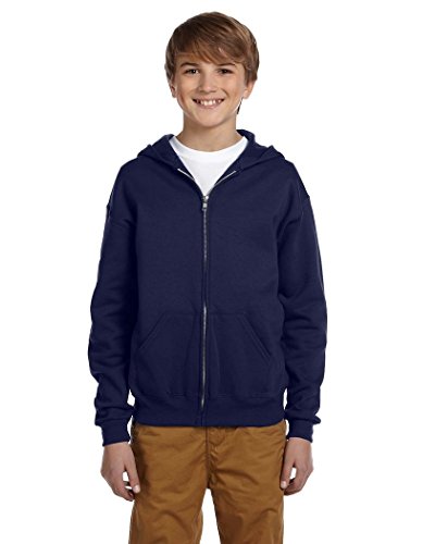 Jerzees Youth NuBlend Fleece Full-Zip Hooded Sweatshirt-L (J Navy)