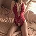 LQYCSXLACE Sexy Lingerie for Women One Piece Bodysuit Deep V Lace sex outfits for women Teddy Mini Babydoll lingerie sets Nightgown (Red, S)