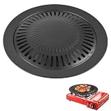 Koreanische Grillplatte Grillpfanne, Antihaftbeschichtung Camping &Oslash;30 cm Grillplatte BBQ Grillplatte f&uuml;r tragbare Gaskocher Zuhause K&uuml;che Kochen von Fleisch und Gem&uuml;se mit Grillplattenheber
